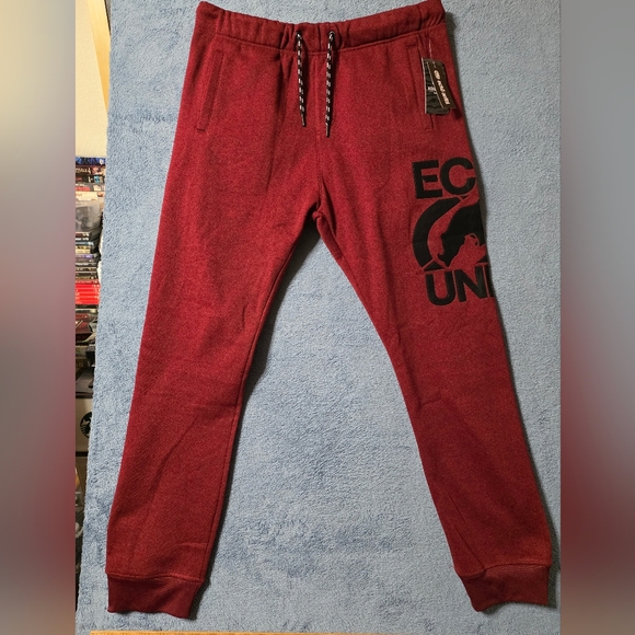 Ecko Unlimited Other - Ecko Unltd Men's XL Sweatpants Maroon Red Black Felt Logo Fleece Jogger